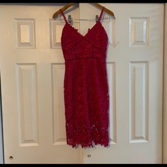 Chemical Lace Slip Dress in Hot Fuchsia Size XS - Picture 3 of 8